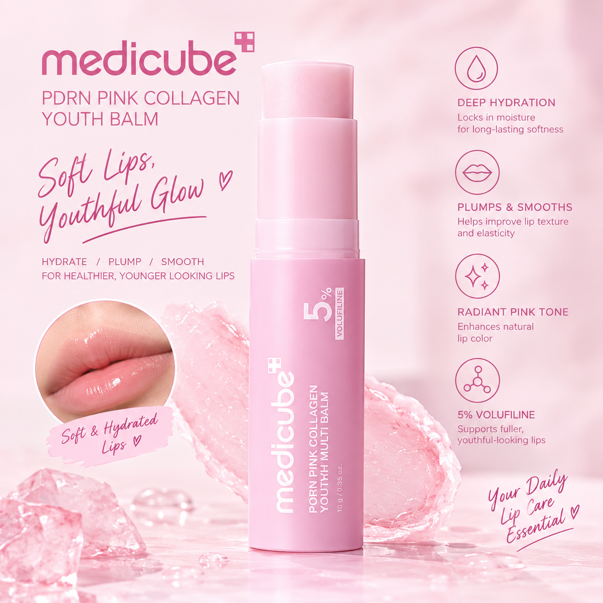 PDRN Pink Collagen Hydrating Multi Balm Anti-Chapping Dead Skin Care